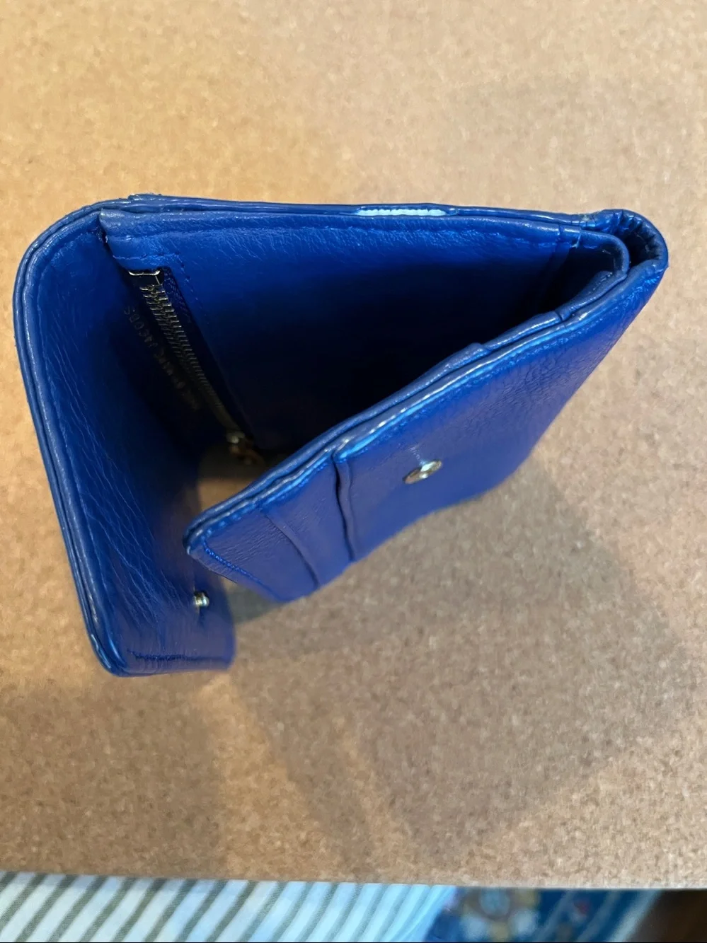 Marc by Marc Jacobs Blue Leather Compact Wallet with Orange Logo Plate